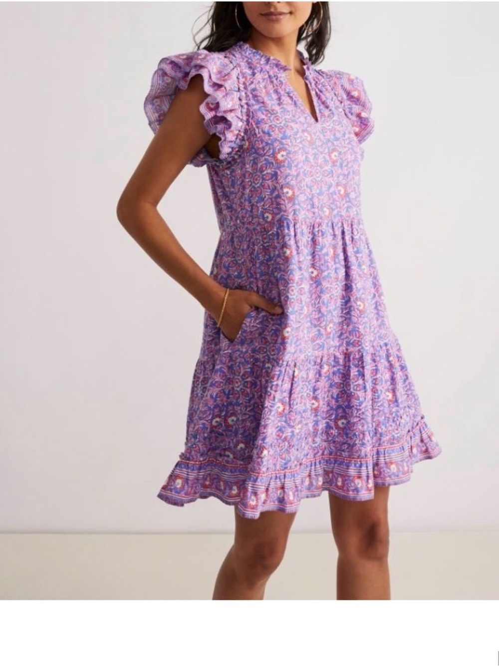58. Vineyard Vines Lavender Paisley Ruffle-Sleeve Mini Dress